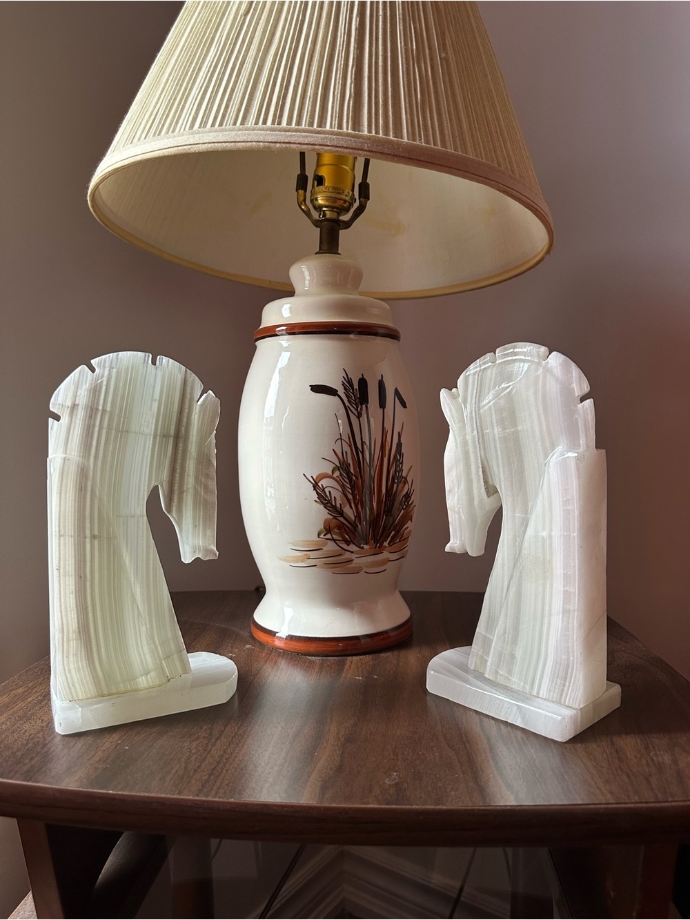 White Onyx Horse Head Bookends - Pair